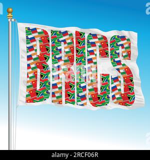 Bandiera fantasia organizzazione nome BRICS, elaborazione grafica, illustrazione vettoriale Illustrazione Vettoriale