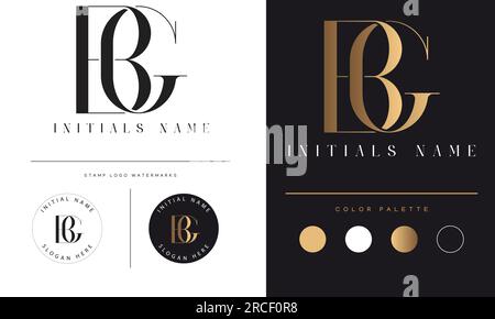 Design logo con monogramma iniziale BG o GB Luxury Illustrazione Vettoriale