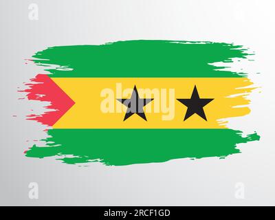 Bandiera di Sao Tomé e Principe dipinta con un pennello Illustrazione Vettoriale