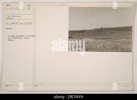 Il tenente Fox, un fotografo con l'RCD, ha scattato questa foto il 16 novembre 1918. L'immagine mostra una vista che guarda a nord-ovest sulle alture vicino Pontaines, Mosa, Francia. La fotografia è etichettata con il numero di identificazione 40082. Foto Stock