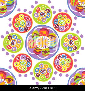 ornamenti floreali colorati motivo senza cuciture che può essere utilizzato per stampe su carta da imballaggio, tessuto, bandana; Illustrazione Vettoriale