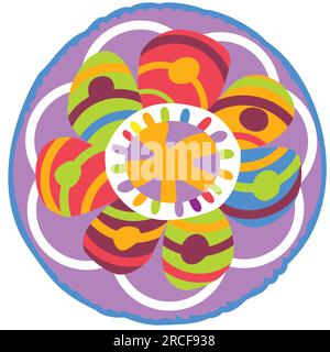 Colorato logo con fiori astratti; design geometrico con fiori isolati Illustrazione Vettoriale