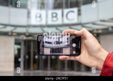 Londra, Regno Unito. 14 luglio 2023 - BBC Broadcasting House, nel centro di Londra Foto Stock