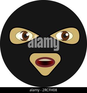 Emoji bandit in maschera vettoriale nera illustrazione su sfondo bianco Illustrazione Vettoriale