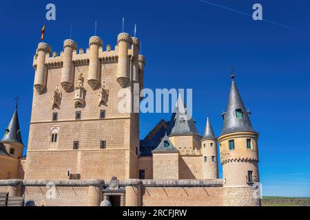Alcázar di Segovia con Torre di Giovanni II di Castiglia (Juan II) - Segovia, Spagna Foto Stock