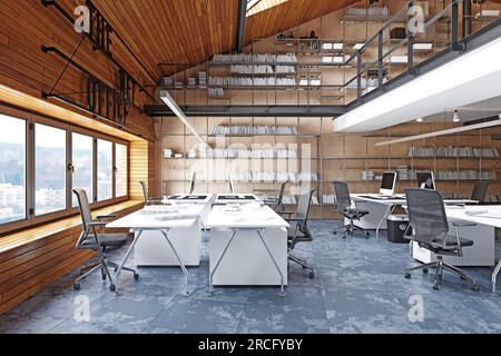 moderni interni da ufficio loft Foto Stock