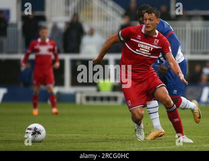 Dael Fry del Middlesbrough si trasforma durante la partita amichevole pre-stagionale tra Hartlepool United e Middlesbrough al Victoria Park, Hartlepool, venerdì 14 luglio 2023. (Foto: Michael driver | mi News) crediti: MI News & Sport /Alamy Live News Foto Stock