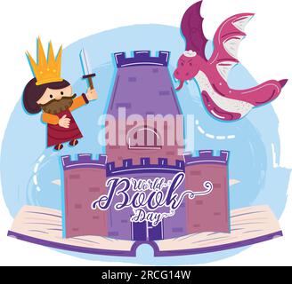 Libro aperto isolato con icone medievali Illustrazione Vettoriale