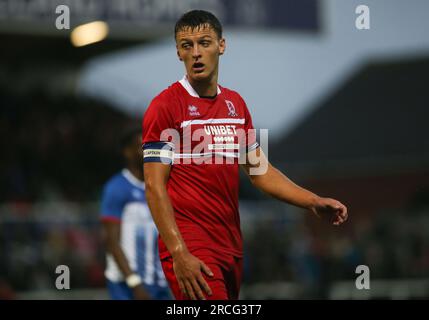 Dael Fry del Middlesbrough durante la partita amichevole pre-stagionale tra Hartlepool United e Middlesbrough al Victoria Park, Hartlepool, venerdì 14 luglio 2023. (Foto: Michael driver | mi News) crediti: MI News & Sport /Alamy Live News Foto Stock