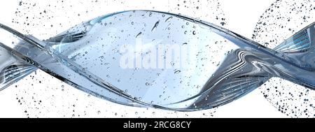 Fascia d'acqua torcente birra fredda fresca e rinfrescante come l'acqua immagine di rendering 3D astratta, elegante e moderna, immagine di rendering 3D ad alta risoluzione Foto Stock