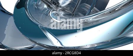 Fascia d'acqua torcente sensazione di freschezza e trasparenza dell'estate immagini di rendering 3D astratte, eleganti e moderne ad alta risoluzione Foto Stock