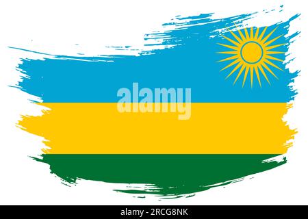 Sfondo vettore flag tratto pennello Ruanda. Striscione isolato disegnato a mano in stile grunge ruandese. Illustrazione Vettoriale