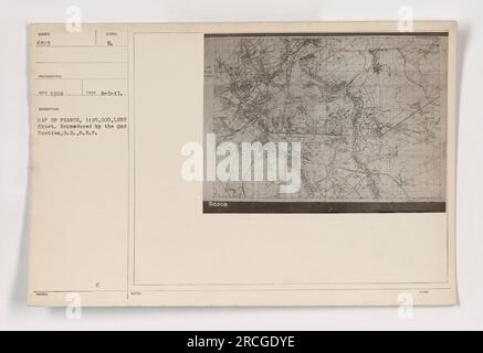 Mappa della Francia pubblicata nel 1918, che mostra varie attività militari durante la prima guerra mondiale. Si tratta di un foglio di lenti in scala 1:20.000, riprodotto dalla 2nd Section, G.S., B.E.P. La mappa è etichettata con il simbolo "111-SC-6503" ed è stata scattata da un fotografo di nome ed il 5 agosto 1917. Ulteriori note sono reperibili alla NAL 650. Foto Stock