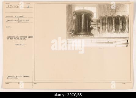 Vista interna ed esterna dello stabilimento di Toloul, scattata il 6 febbraio 1919. Questa fotografia mostra un rozzo ancora in fabbrica. La fotografia è stata autorizzata dal M.I.D. censor il 19 febbraio 1919. Foto Stock