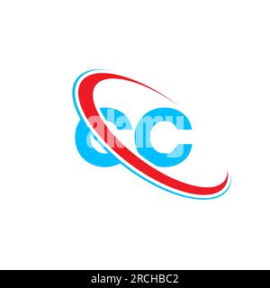 Logo CC C C Letter. Lettera iniziale CC con cerchio maiuscolo logo monogramma rosso e blu. Logo CC, design C C. Illustrazione Vettoriale