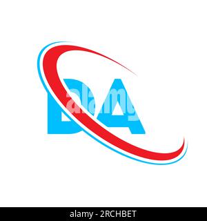 DA D Un logo A lettera. Lettera iniziale da, cerchio maiuscolo, logo rosso e blu. Logo DA, D A design Illustrazione Vettoriale