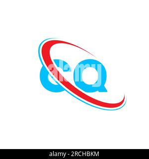 Logo CQ C Q Letter. Lettera iniziale CQ Linked Circle Upercase monogram logo rosso e blu. Logo CQ, design C Q Illustrazione Vettoriale