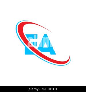 Logo EA e A Letter. Lettera iniziale EAlinked Circle Upercase monogram logo rosso e blu. EAlogo, e A design Illustrazione Vettoriale