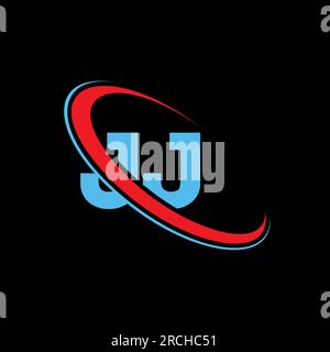 Logo JJ, J J Letter. Lettera iniziale JJ Linked Circle logo monogramma maiuscolo rosso e blu. Logo JJ, design J J Illustrazione Vettoriale