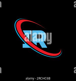Logo IR i R Letter. Lettera iniziale con logo rosso e blu del monogramma del cerchio rosso e blu collegato all'IR. Logo IR, design i R Illustrazione Vettoriale