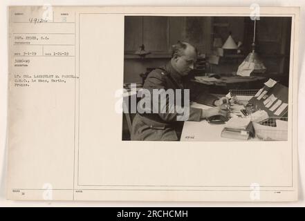 Tenente colonnello Launcelot M. Purcell, Quarter Master Corps, fotografato a le Mans, Sarthe, Francia. La foto è stata scattata il 21 gennaio 1919. La descrizione della foto, numerata, è 3286-N9. Queste informazioni sono state registrate il 1° marzo 1919. Foto Stock