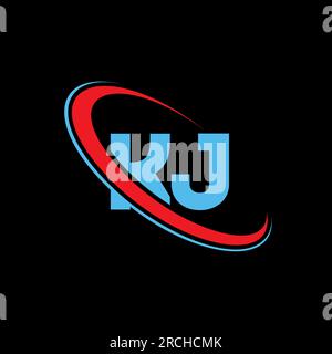 Logo KJ. Lettera KJ. Logo KJ Letter. Logo KJ iniziali associato a un cerchio e un monogramma maiuscolo. KJ tipografia per la tecnologia. Illustrazione Vettoriale