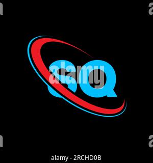 Logo SQ S Q Letter. Lettera iniziale SQ Linked Circle logo monogramma maiuscolo rosso e blu. Logo S Q, design S Q. q., s q Illustrazione Vettoriale