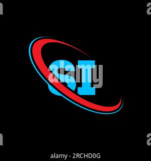 Logo si S i Letter. Lettera iniziale con il logo del monogramma in maiuscolo si, rosso e blu. Logo S i, design S i. si, s i Illustrazione Vettoriale