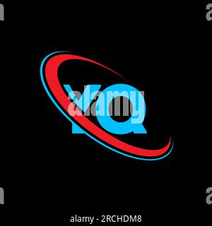 Logo YQ Y Q Letter. Lettera iniziale YQ, cerchio collegato, monogramma maiuscolo, rosso e blu. Logo YQ, design Y Q. yq, y q Illustrazione Vettoriale