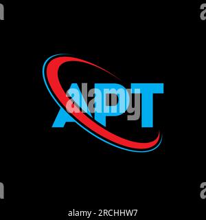 Logo APT. APT Letter. Logo APT Letter. Logo APT iniziali associato a un logo con cerchio e monogramma maiuscolo. Tipografia APT per tecnologia, affari Illustrazione Vettoriale