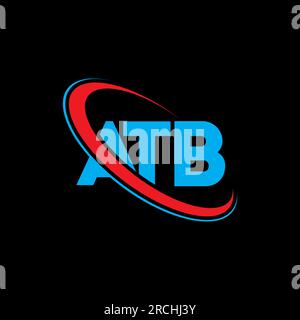 Logo ATB. Lettera ATB. Logo ATB Letter. Iniziali logo ATB associato a un cerchio e un monogramma maiuscolo. Tipografia ATB per tecnologia, attività commerciali Illustrazione Vettoriale