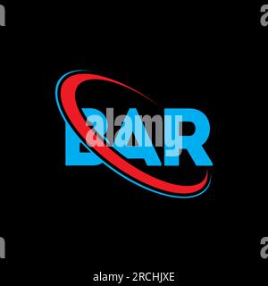 Logo DELLA BARRA. Lettera DA BAR. Design con logo BAR Letter. Logo DELLA BARRA delle iniziali associato al logo del cerchio e al logo del monogramma maiuscolo. Tipografia DEL BAR per la tecnologia, le attività commerciali Illustrazione Vettoriale