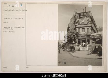 American Red Cross Military Hospital #9 a Parigi, Francia. L'immagine raffigura i soldati trattati e curati dal personale medico. Foto Stock