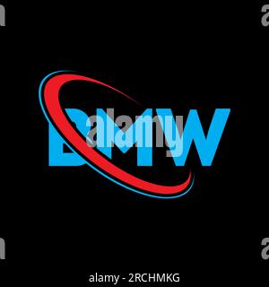 Logo BMW. Lettera BMW. Logo BMW Letter. Logo BMW con logo circolare e monogramma maiuscolo. Tipografia BMW per tecnologia, affari Illustrazione Vettoriale