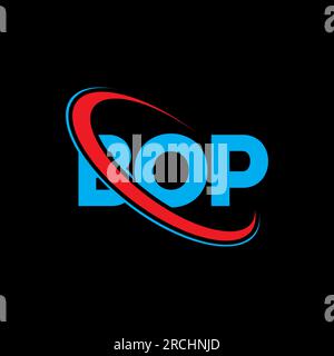 Logo BOP. Lettera BOP. Logo BOP Letter. Logo BOP iniziali associato a un logo con cerchio e monogramma maiuscolo. Tipografia BOP per la tecnologia, le aziende Illustrazione Vettoriale