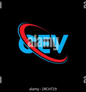 Logo CEV. Lettera CEV. Logo CEV Letter. Iniziali logo CEV con cerchio e monogramma maiuscolo. Tipografia CEV per tecnologia, attività commerciali Illustrazione Vettoriale