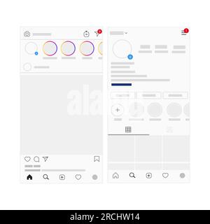 App di comunicazione per la condivisione di foto sui social media interfaccia del profilo della home page moderna UI modello di applicazione per telefono cellulare UX Illustrazione Vettoriale