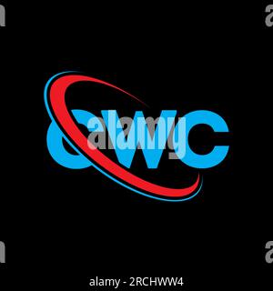 Logo CWC. Lettera CWC. Logo CWC Letter. Iniziali logo CWC associato a un cerchio e un monogramma maiuscolo. Tipografia CWC per tecnologia, attività commerciali Illustrazione Vettoriale