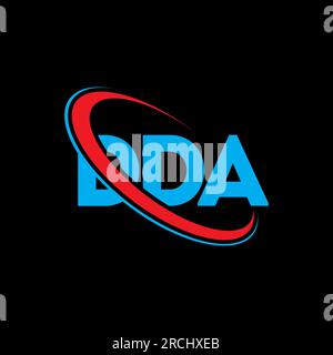 Logo DDA. Lettera DDA. Logo DDA Letter. Iniziali logo DDA associato a un cerchio e un monogramma maiuscolo. Tipografia DDA per tecnologia, attività commerciali Illustrazione Vettoriale