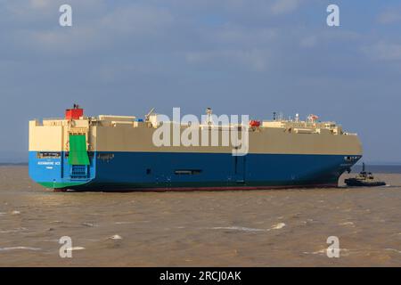 Roro Aquamarine Ace diretto ai Royal Portbury Docks Foto Stock