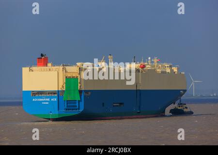 Roro Aquamarine Ace diretto ai Royal Portbury Docks Foto Stock