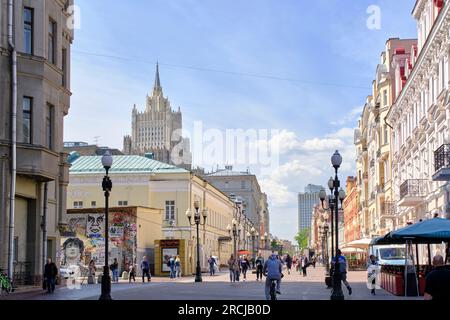 Mosca Russia 12.05.2023.via Arbatskaya e muro Viktor Tsoi Foto Stock