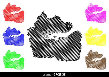 Illustrazione vettoriale della mappa del distretto non metropolitano di Maldon (Regno Unito di Gran Bretagna e Irlanda del Nord, contea cerimoniale Essex, Inghilterra), scr Illustrazione Vettoriale