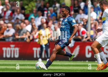 Barendrecht, Paesi Bassi. 15 luglio 2023. BARENDRECHT, PAESI BASSI - 15 LUGLIO: Durante la partita amichevole di pre-stagione tra Feyenoord e Union Saint-Gilloise allo Sportpark Smitshoek il 15 luglio 2023 a Barendrecht, Paesi Bassi (foto di Hans van der Valk/Orange Pictures) credito: Orange Pics BV/Alamy Live News Foto Stock