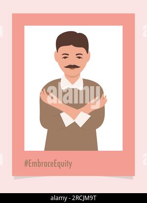 Il bellissimo ritratto di giovani #EmbraceEquity dà all'equità un enorme abbraccio. La giornata internazionale della donna 2023 abbraccia l'equità. Le pari opportunità non sono Illustrazione Vettoriale