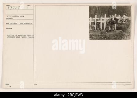 Immagine che mostra una vista della sezione Suresnes del Cimitero americano vicino a Parigi, in Francia. La foto è stata scattata il 30 novembre 1918 da Pvt. Sopper e ricevuta il 10 febbraio 1919. Foto Stock