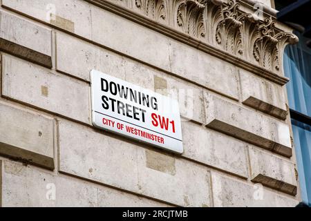 Downing Street e Whitehall, cartello stradale, City of westminster, London,SW1, England, REGNO UNITO Foto Stock