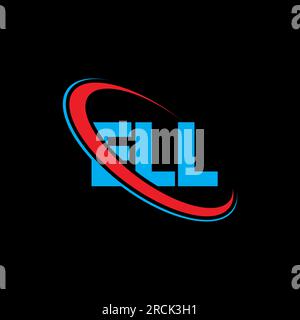 Logo ELL. SCRIVI lettera. Logo ELL Letter. Le iniziali INDICANO il logo associato a un cerchio e un monogramma maiuscolo. ELL tipografia per tecnologia, affari Illustrazione Vettoriale