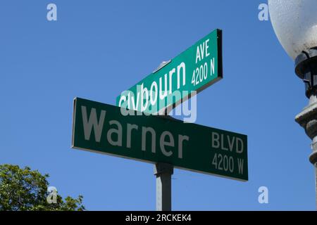 Burbank, California, USA 14 luglio 2023 attrice Marilyn Monroe ex casa al 4215 Warner Blvd il 14 luglio 2023 a Burbank, California, USA. Foto di Barry King/Alamy Stock Photo Foto Stock