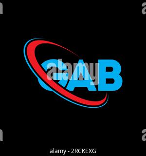 Logo GAB. GAB Letter. Logo GAB Letter. Logo GAB iniziali associato a un logo con cerchio e monogramma maiuscolo. GAB tipografia per tecnologia, affari Illustrazione Vettoriale